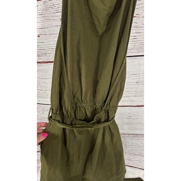 Shein Army Green Romper Open Back Halter Style Tie Waist Teen Sz Large 1 Piece - Picture 7 of 10